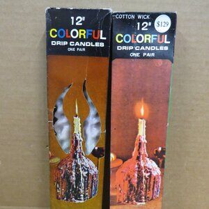 Vintage Kreations Drip Candles 12” Colorful Rainbow Taper (2x2 Packs) 4 Pc NIB